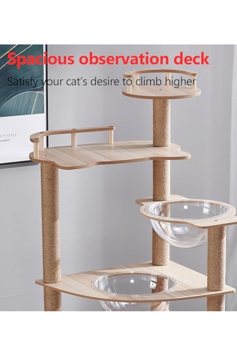 Cat Tree Cat Tower Condo Furniture Scratch Post with Natural Sisal Rope, Hammock & Cradle for Cats Kittens, Tall Cat Climbing Stand with Plush Perch & Toys