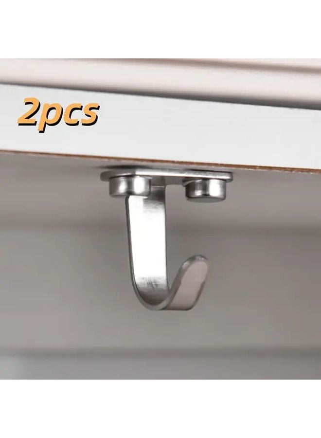 2pcs Heavy Duty S Shaped Over Door Hooks No Drill Space Saving Towel Hanger White Black - Image 2