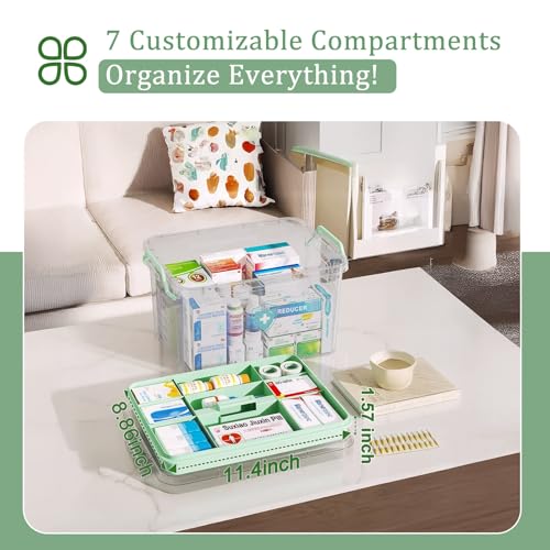 ANYPROLUS 15QT Clear Medicine Organizer Box with Handle, Plastic Medicine Container with Tray First Aid Box Empty, Thickened Medicine Storage Organizer Multipurpose Medication Organizer Storage - Image 3