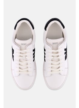 DKNY Women Abeni Brand Logo Lace Up Casual Shoes, White  - Image 3