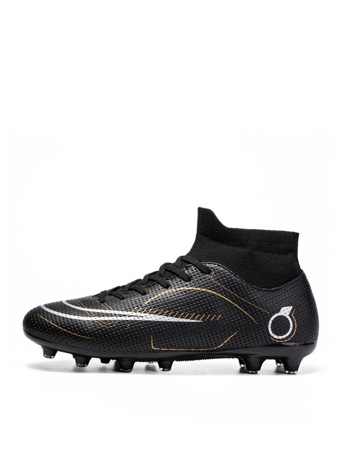 High-top Youth Football Boots For Professional Training And Matches, FG Cleats, White Blue Black  - Image 1