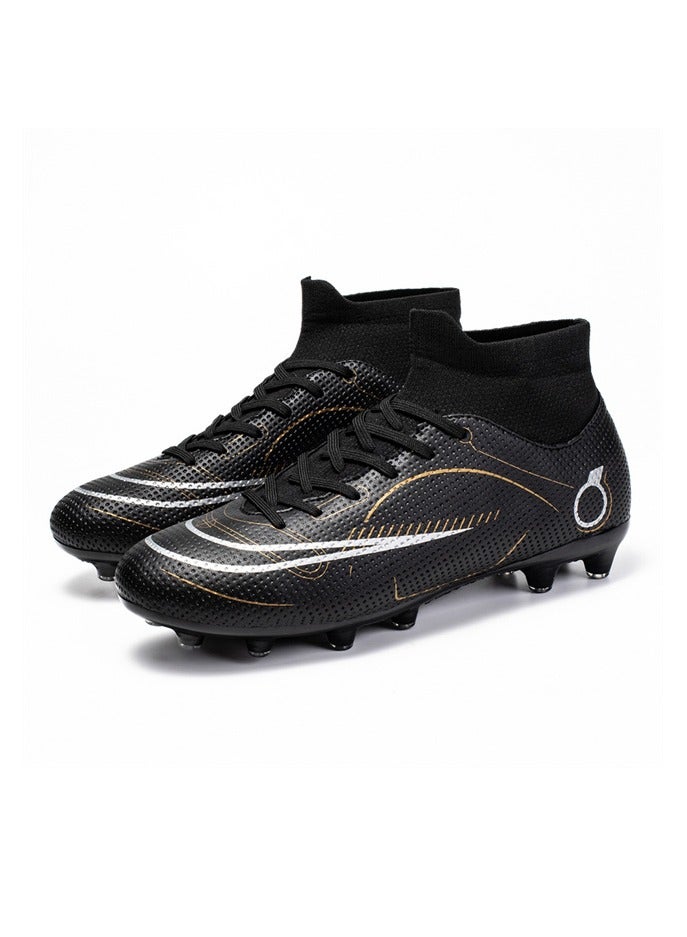 High-top Youth Football Boots For Professional Training And Matches, FG Cleats, White Blue Black  - Image 2