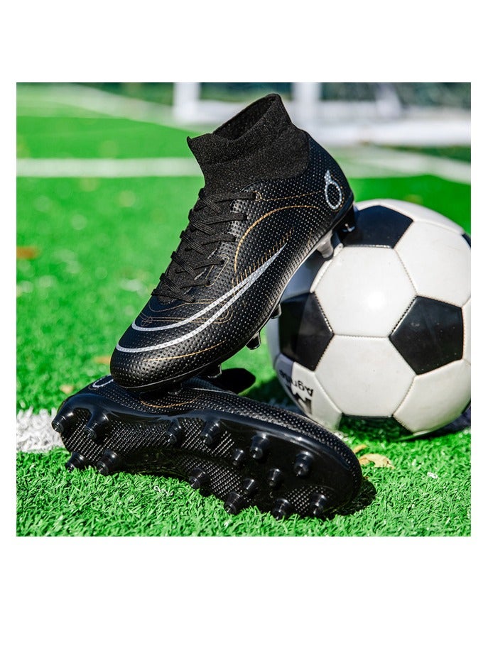 High-top Youth Football Boots For Professional Training And Matches, FG Cleats, White Blue Black  - Image 4