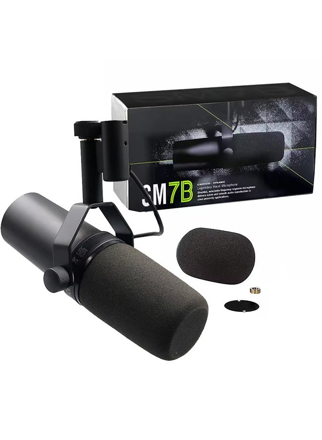 SM7dB Dynamic Vocal Microphone w/Built-in Preamp for Streaming, Podcast, & Recording, Wide-Range Frequency, Warm & Smooth Sound, Rugged Construction, Detachable Windscreen SM7DB Black  - Image 1