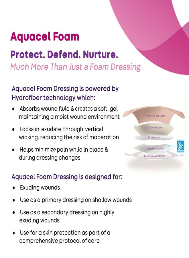 ConvaTec AQUACEL Foam 4"x4" Wound Dressing with Silicone Gel Adhesive, Waterproof, Flexible, Medical Grade with Hydrofiber Technology, Sterile, Square, 10ct Box - Image 3