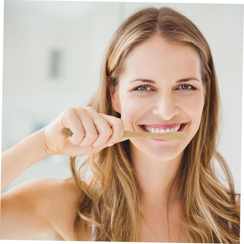 فرشاة أسنان من الخيزران بشعيرات ناعمة للعناية باللثة، مقبض مريح وسهلة الحمل للسفر - Image 4