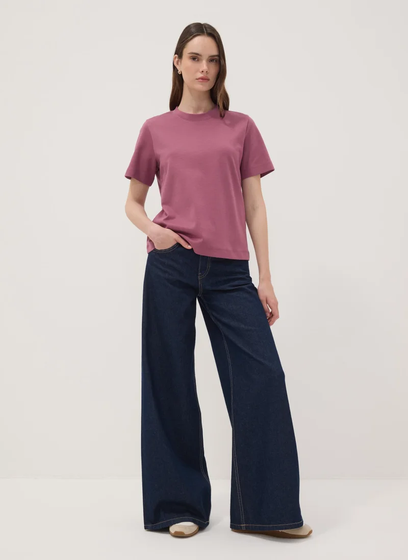 او في اس OVS Pink Relaxed-Fit Pure Cotton Short-Sleeve T-Shirt
