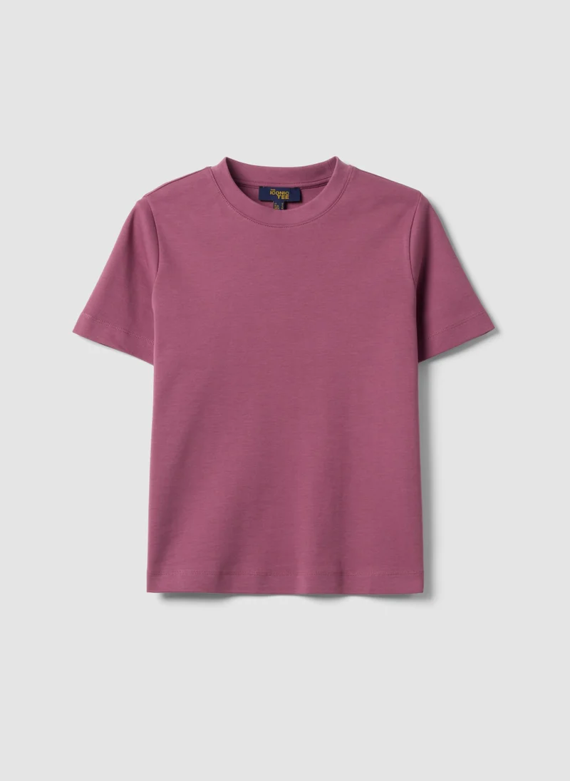 Ovs  OVS Pink Relaxed-Fit Pure Cotton Short-Sleeve T-Shirt for Women | Best Price UAE