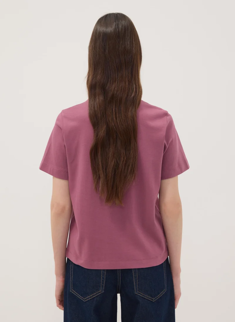 Ovs  OVS Pink Relaxed-Fit Pure Cotton Short-Sleeve T-Shirt for Women | Best Price UAE