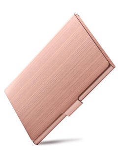 T NEWFUN Slim Business Card Case for Men & Women, Pocket Metal Case, Professional Stainless Steel Card Case for Business Cards, Slim Purse Name Card Holders  Buckle Style Shut, Rose Gold  - Image 1