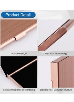 T NEWFUN Slim Business Card Case for Men & Women, Pocket Metal Case, Professional Stainless Steel Card Case for Business Cards, Slim Purse Name Card Holders  Buckle Style Shut, Rose Gold  - Image 3