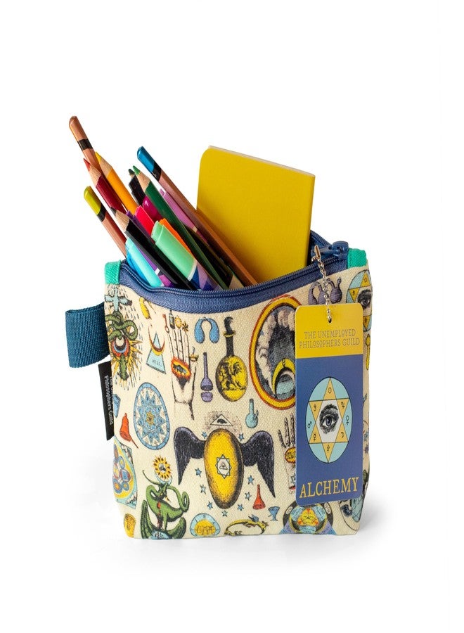 ذي أن إمبلويد فيلوسوفرز جيلد حقيبة الخيمياء من ذا أون إمبلوفلز ألكيمي - حقيبة قماشية بسحاب مقاس 9 بوصات بتصميم مستوحى من الخيميائيين، مناسبة للأقلام والأدوات ومستحضرات التجميل وأدوات النظافة الشخصية وغيرها. - Image 5