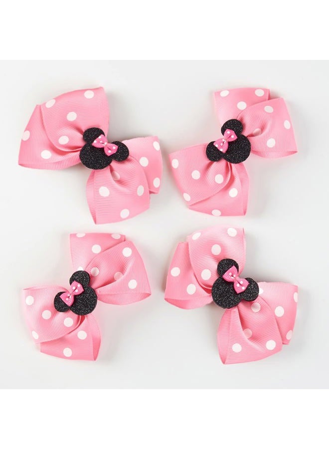 Fancheer 4Pcs Mouse Ears Bow Clips for Girls Women 4Inch Birthday Party Decorations Gift Costume Hair Accessories Polka Dot Pink - Image 2