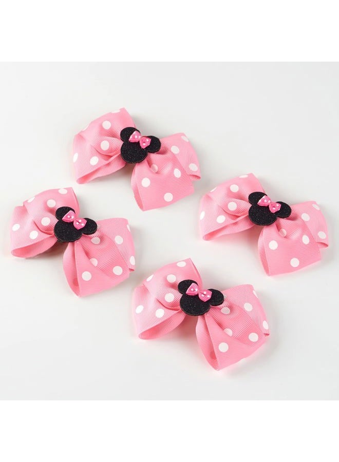Fancheer 4Pcs Mouse Ears Bow Clips for Girls Women 4Inch Birthday Party Decorations Gift Costume Hair Accessories Polka Dot Pink - Image 4