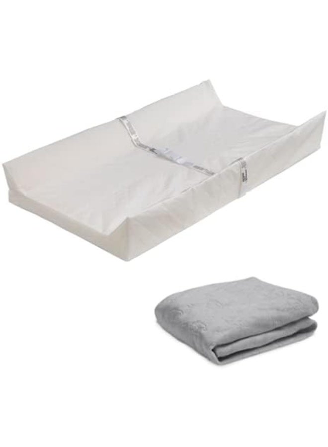 Delta Children Contoured Changing Pad with Plush Cover, Grey - Image 1