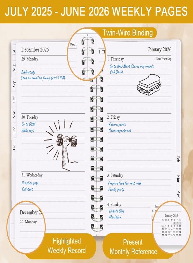 Getvow 2025 Pocket Planner/Calendar - January 2025 - December 2025, A6 Weekly & Monthly Organizer Notebook & Journal to Track Goals, Easy to Organize Your Daily Life, Medium 3.75" x 6.75", Pink - Image 2