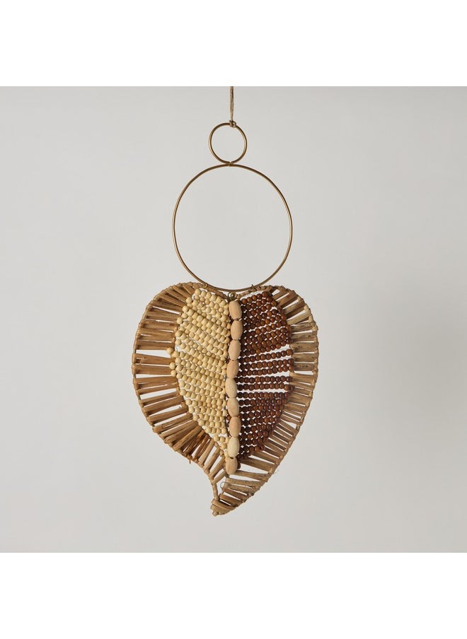 Home Box Enzo Leaf Design Wooden Beaded Wall Decor 48 x 24 cm  - Image 4