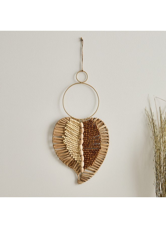 Home Box Enzo Leaf Design Wooden Beaded Wall Decor 48 x 24 cm  - Image 2
