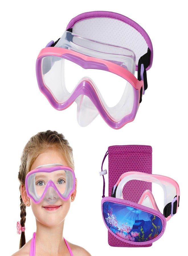 RUIGAO Kids Swim Goggles, Diving Mask Neoprene Padded No Hair Pull Strap，Pink Goggles with Nose Cover for Girls - Image 1