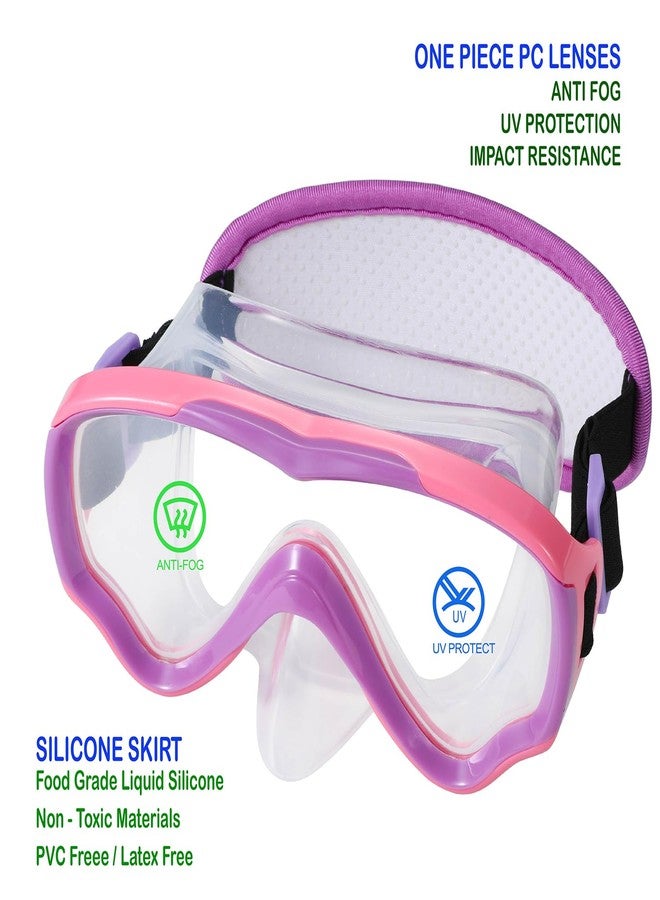 RUIGAO Kids Swim Goggles, Diving Mask Neoprene Padded No Hair Pull Strap，Pink Goggles with Nose Cover for Girls - Image 3
