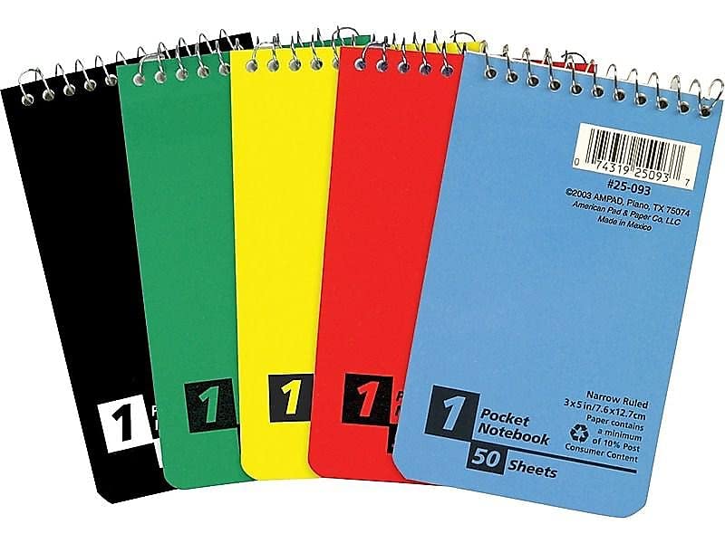 Ampad 25093 Wirebound Pocket Memo Book, Narrow, 5 x 3, White, 50 Sheets - Image 2