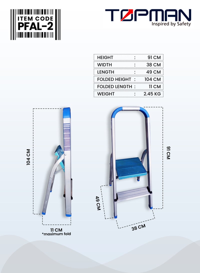 TOPMAN Medium Duty Platform Aluminium Ladder 2 Steps - Image 4