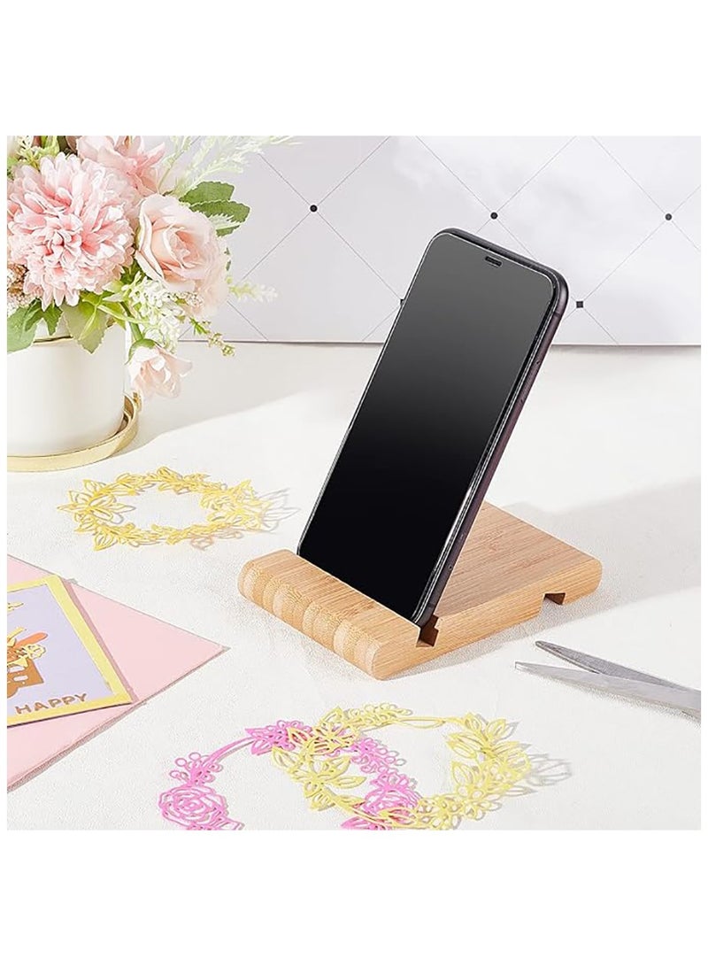 giftology Mobile Phone Stand Natural Bamboo Cell Phone Holder Portable Desktop Mobile Phone Holder Universal Bamboo Phone Stand for Most of Smartphones - Image 1