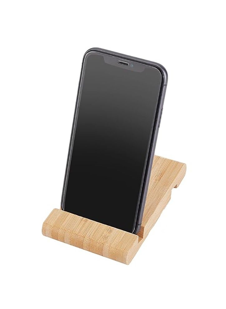giftology Mobile Phone Stand Natural Bamboo Cell Phone Holder Portable Desktop Mobile Phone Holder Universal Bamboo Phone Stand for Most of Smartphones - Image 2