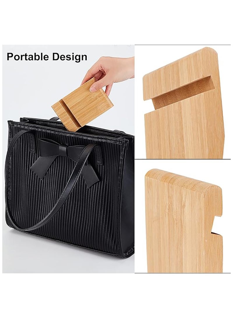 giftology Mobile Phone Stand Natural Bamboo Cell Phone Holder Portable Desktop Mobile Phone Holder Universal Bamboo Phone Stand for Most of Smartphones - Image 4