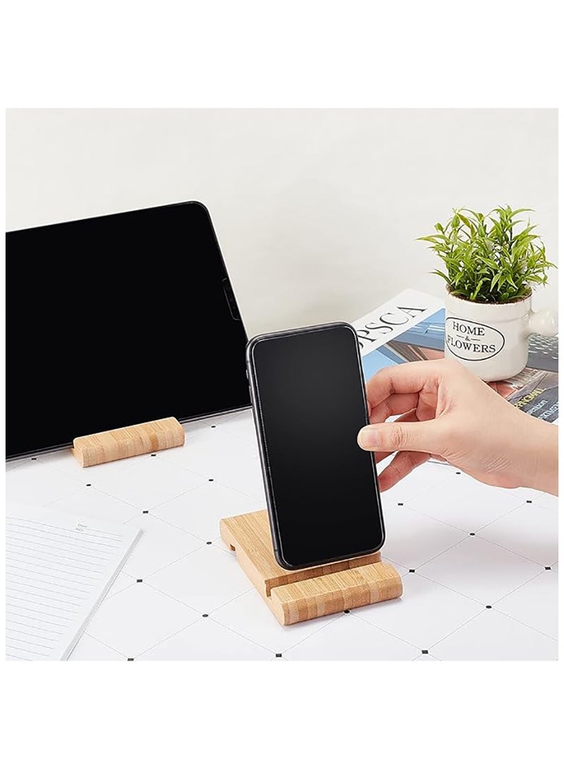 giftology Mobile Phone Stand Natural Bamboo Cell Phone Holder Portable Desktop Mobile Phone Holder Universal Bamboo Phone Stand for Most of Smartphones - Image 3