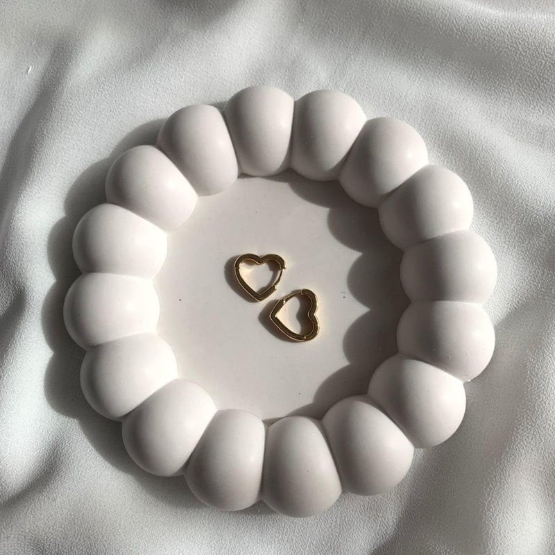 Kitty Cat® Bubble Tray - Cement Aesthetic Tray for Minimalist Decor, Trinket Tray & Modern Home Accent, Multipurpose (13.8×13.8cm) Off White - Ideal New Home Gift (Round-2) - Image 1