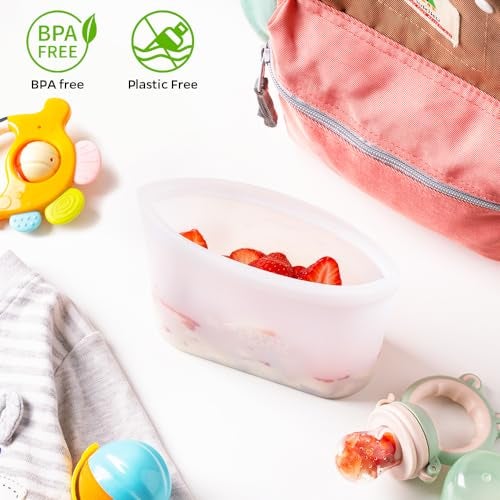 Winrock Reusable 100% Silicone Food Storage Bags, Sandwich Snack Bags New Generation Stand Up Zip Container for Soup and Leftovers, Plastice & BPA Free, Microwave Oven Safe 3 Pack (51oz, 34oz, 17oz) - Image 3