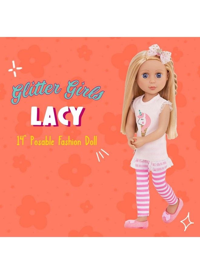 Glitter Girls - Lacy 14 Inch Doll Wearing Pink Tunic Striped Leggings Hair Bow And Ballet Shoes Dolls For 3+ Year Old Girls - Image 1