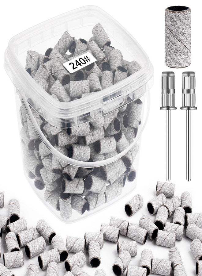 Rolybag Sanding Bands for Nail Drill 240 Grit Extreme Fine Nail Sanding Bands 200Pcs Zebra Professional Sanding Bands and 2Pcs Nail Drill Bits for Manicures and Pedicure - Image 1