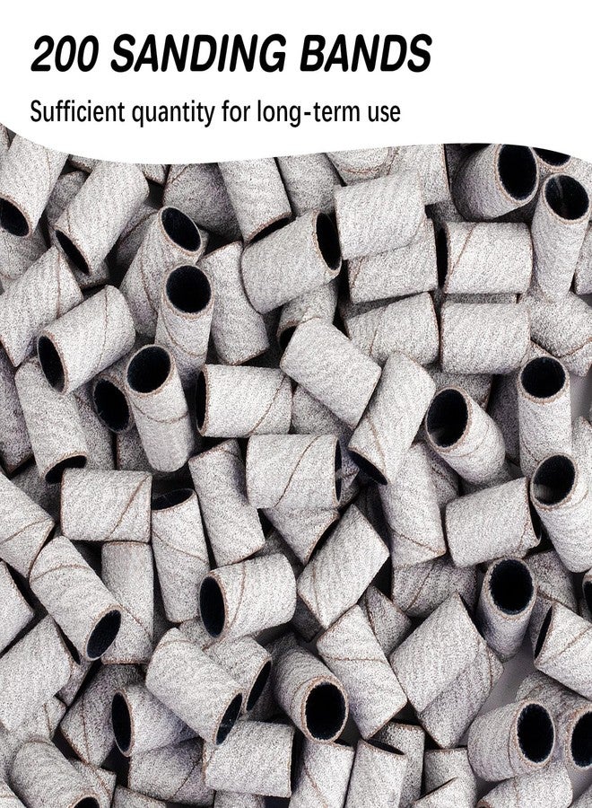 Rolybag Sanding Bands for Nail Drill 240 Grit Extreme Fine Nail Sanding Bands 200Pcs Zebra Professional Sanding Bands and 2Pcs Nail Drill Bits for Manicures and Pedicure - Image 3