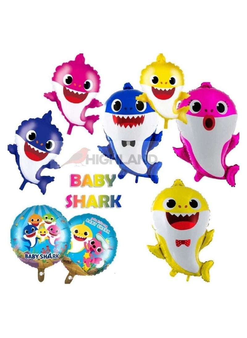 Highland - 5-Piece Baby Shark Foil Balloons for  Birthday Baby Shower Decorations - Image 1