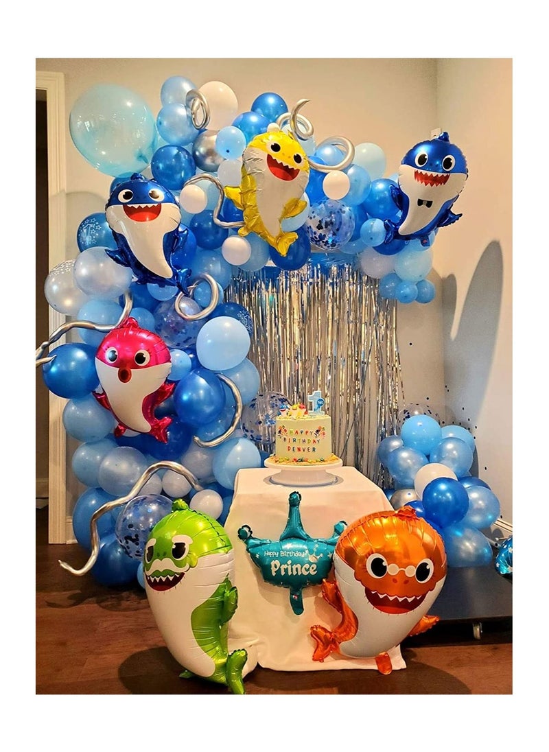 Highland - 5-Piece Baby Shark Foil Balloons for  Birthday Baby Shower Decorations - Image 1