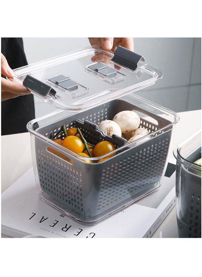 XiuWoo - Multifunctional Safe Kitchen Fridge Fresh Keeping Organizer Container and Draining Crisper with Strainer with Ven - Image 1