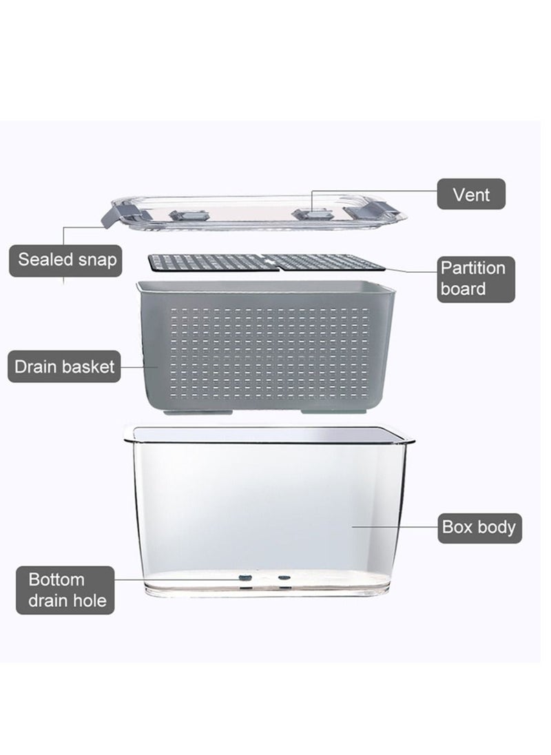 XiuWoo - Multifunctional Safe Kitchen Fridge Fresh Keeping Organizer Container and Draining Crisper with Strainer with Ven - Image 1