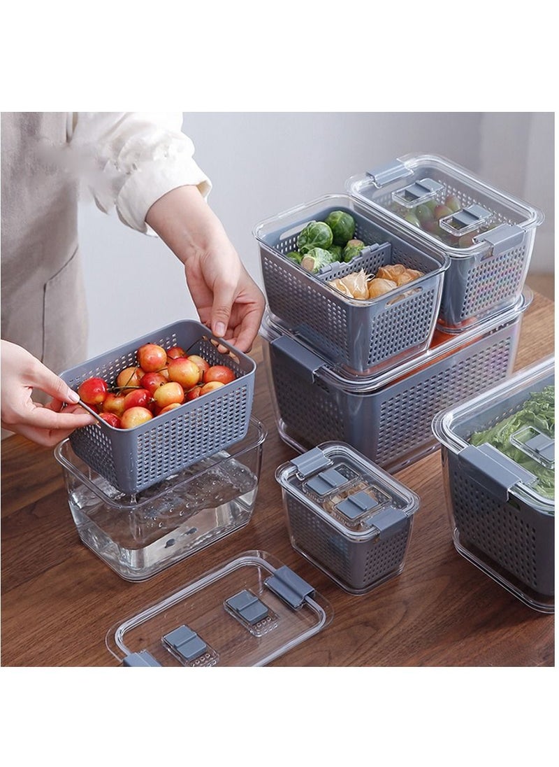 XiuWoo - Multifunctional Safe Kitchen Fridge Fresh Keeping Organizer Container and Draining Crisper with Strainer with Ven - Image 1