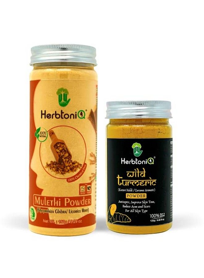 Herbtoniq 100% Natural Mulethi (Glycyrrhiza Glabra/Licorice Root) And Wild Turmeric(Kasturi Haldi) Powder For Face Pack (275 Gram) - Image 1