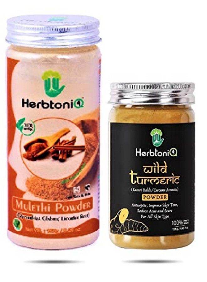Herbtoniq 100% Natural Mulethi (Glycyrrhiza Glabra/Licorice Root) And Wild Turmeric(Kasturi Haldi) Powder For Face Pack (275 Gram) - Image 2