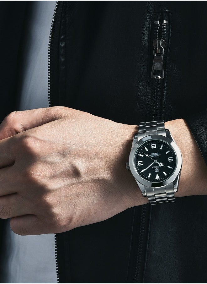 BENYAR Men's casual automatic watch stainless steel strap men's luminous watch 50 meters waterproof BY-5177 silver black  - Image 2