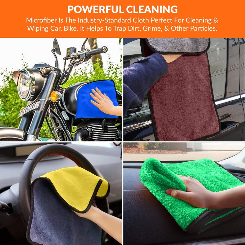 Tukzer Multi-Purpose Coral Velvet Microfiber Cloths for Car Bike| Ultra-Soft Super Absorbent Lint-Free for Exterior Interior Dashboard Cleaning Washing Polishing(500 GSM Multi-Color | 4 Pcs 35x 75 cm) - Image 5