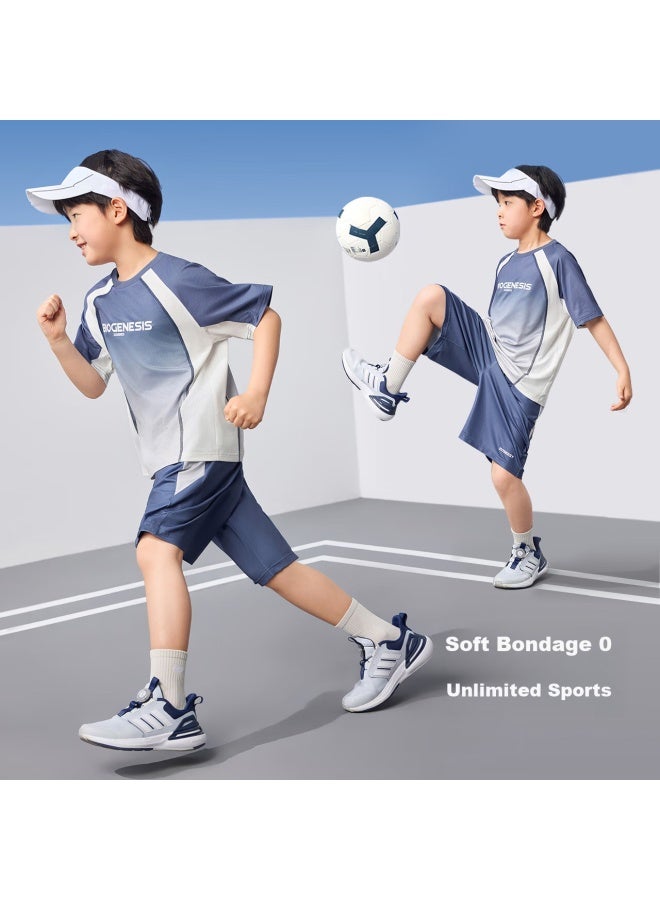 Zuoxi Boys' Quick-Drying Sports Summer Outfit New Children'S Short-Sleeved Basketball Uniform Two-Piece Set Trendy Blue 130 - Image 1