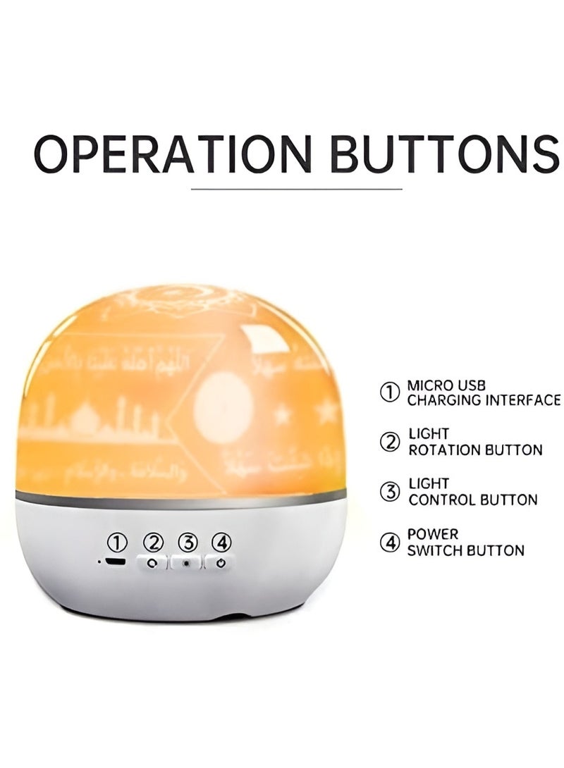 Equantu Quran Speaker QB526 Rotating Projection Lamp Night Light Bluetooth Quran Speaker with Remote, Smart App Control, 16 Reciters & 16 Translations - Image 3