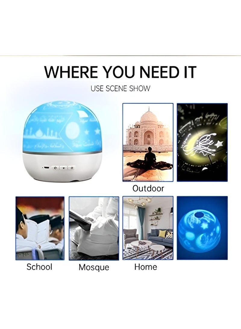 Equantu Quran Speaker QB526 Rotating Projection Lamp Night Light Bluetooth Quran Speaker with Remote, Smart App Control, 16 Reciters & 16 Translations - Image 5