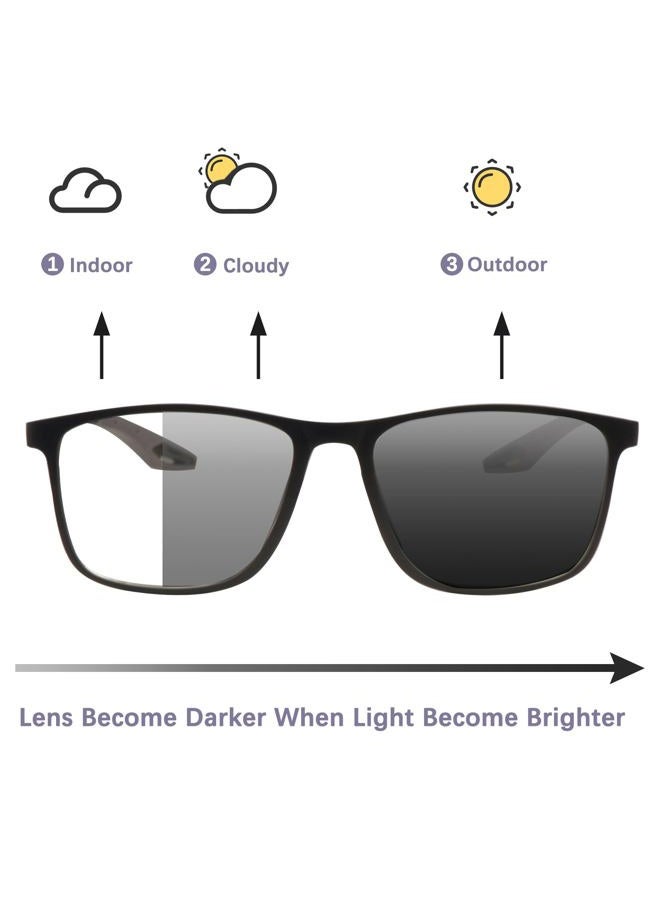 CLASAGA Progressive Multifocal Reading Glasses for Men Photochromic Gray Sunglasses Sports Style Blue Light Blocking Computer Readers (Black&Grey, 2.25, x) - Image 2