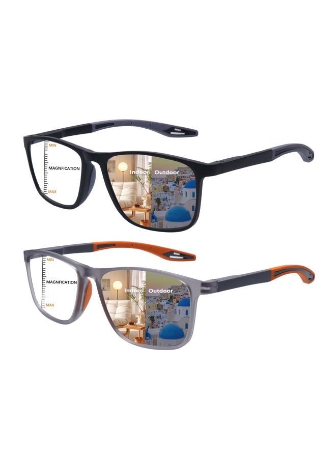 CLASAGA Progressive Multifocal Reading Glasses for Men Photochromic Gray Sunglasses Sports Style Blue Light Blocking Computer Readers (Black&Grey, 2.25, x) - Image 1