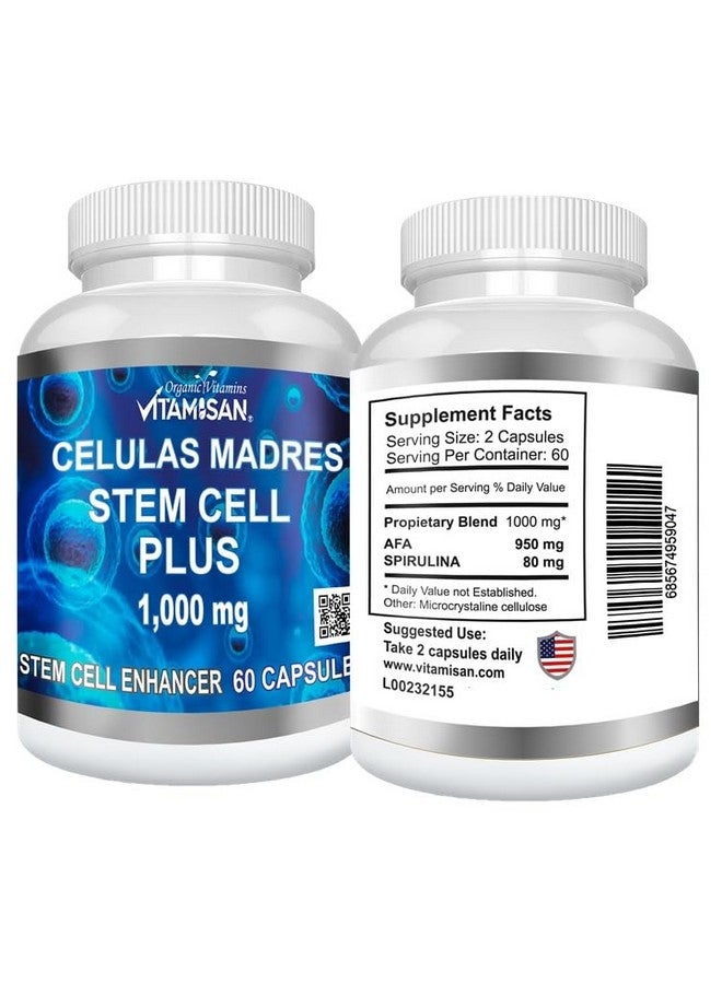 Vitamisan Celulas Madres 60 Capsules Vitamisan 1000 mg Aphanizomenon Flos-aquae Blue Green Algae AFA Stem Natural Cell - Image 3